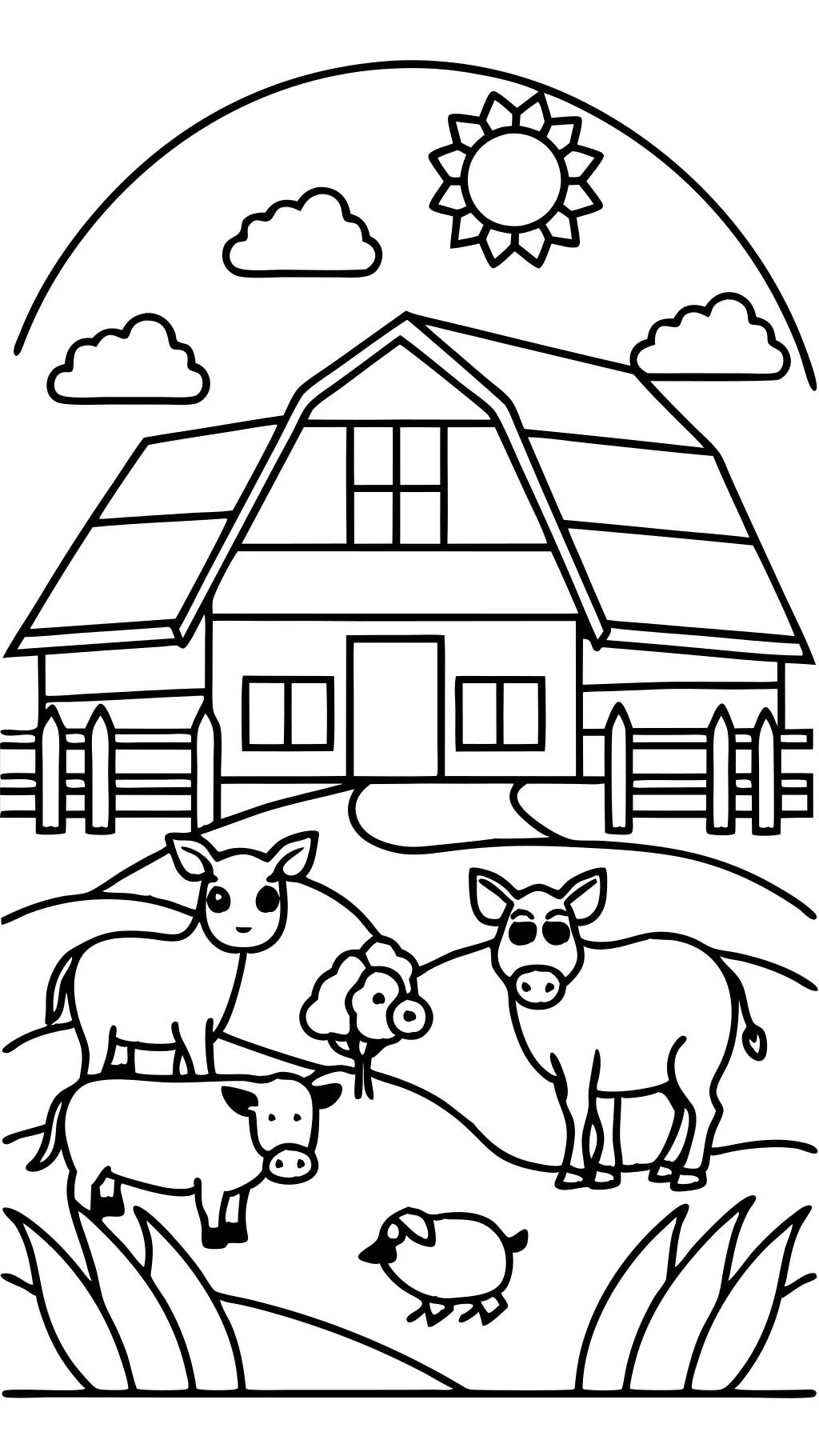 Pages de livres de coloriage animal de ferme